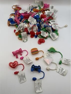 Silicone Straw Toppers With Tags Lot Of 70  NEW Never Used